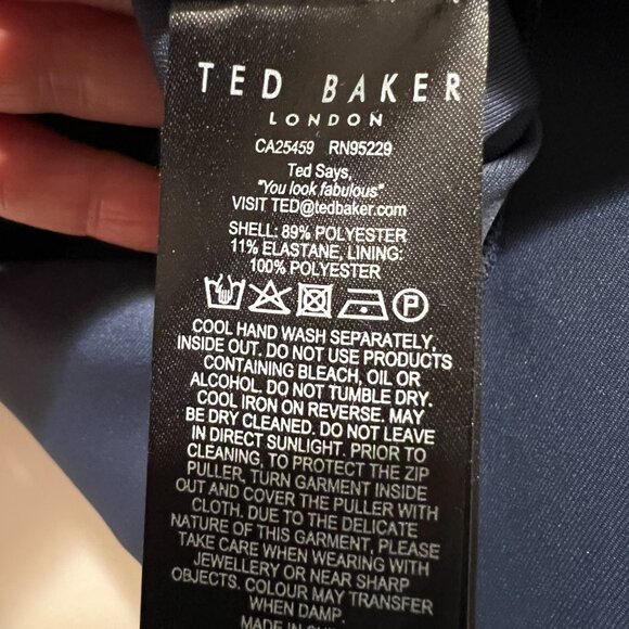 NWT Ted Baker Dark Navy Plain Neoprene Fit & Flare Skater Dress, Size 3 (US 8) - Picture 15 of 16